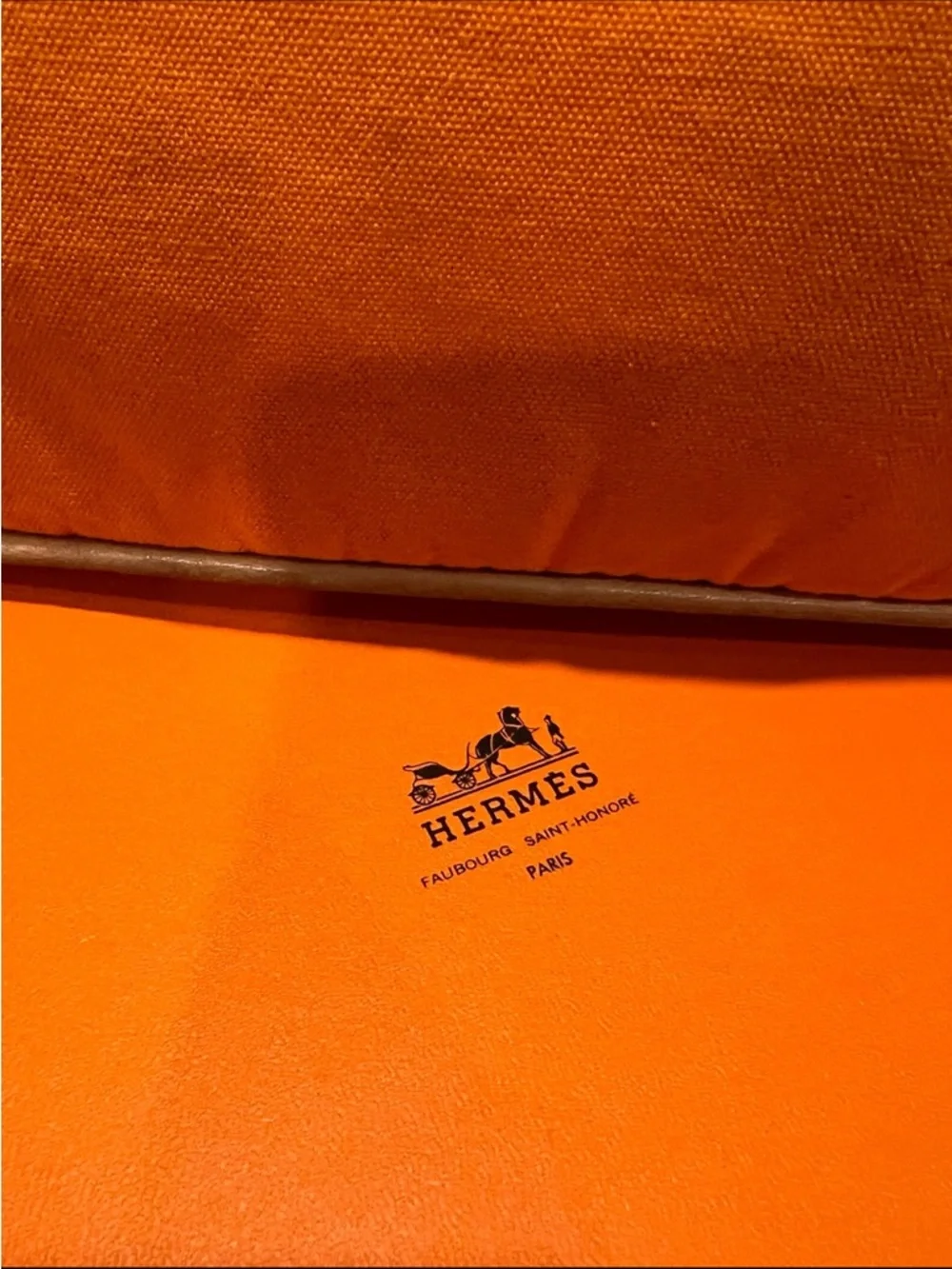 Hermès Bolide Orange Cotton & Leather Pouch - Authentic - Picture 3 of 10